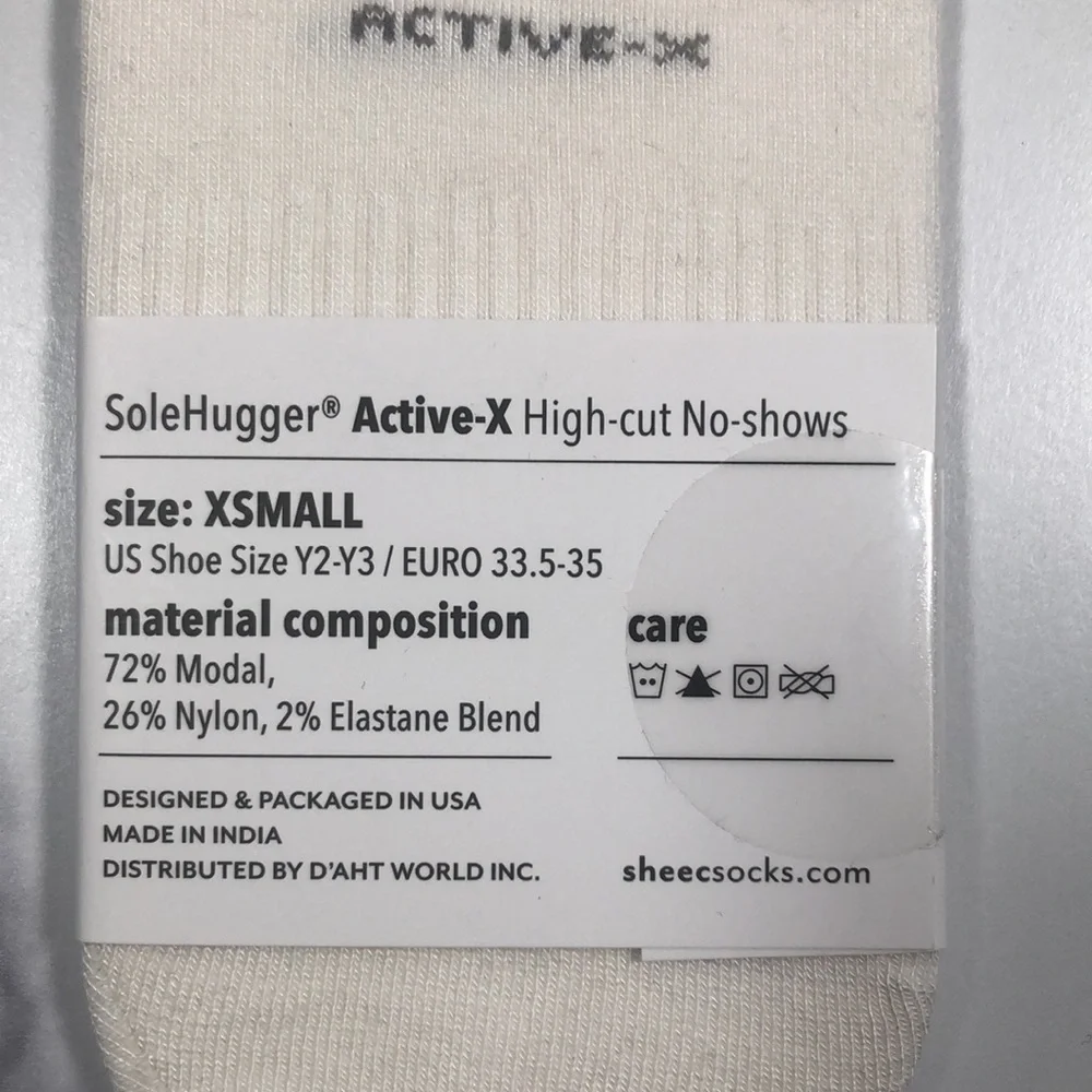 Sheec Active X SoleHugger High Cut No Show Socks Shoe Size Y2 Y3 NWT